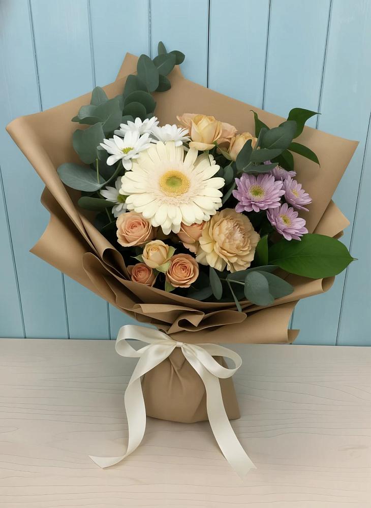 Букет цветов из: Герберы и Хризантемы в Старое