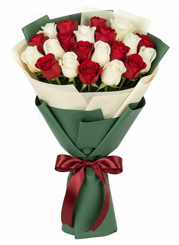 Букет Микс из красных и белых роз в Старое