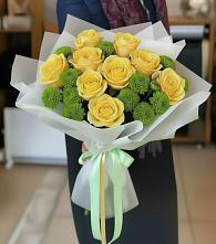 Букет цветов из:  Хризантемы и Розы в Старое