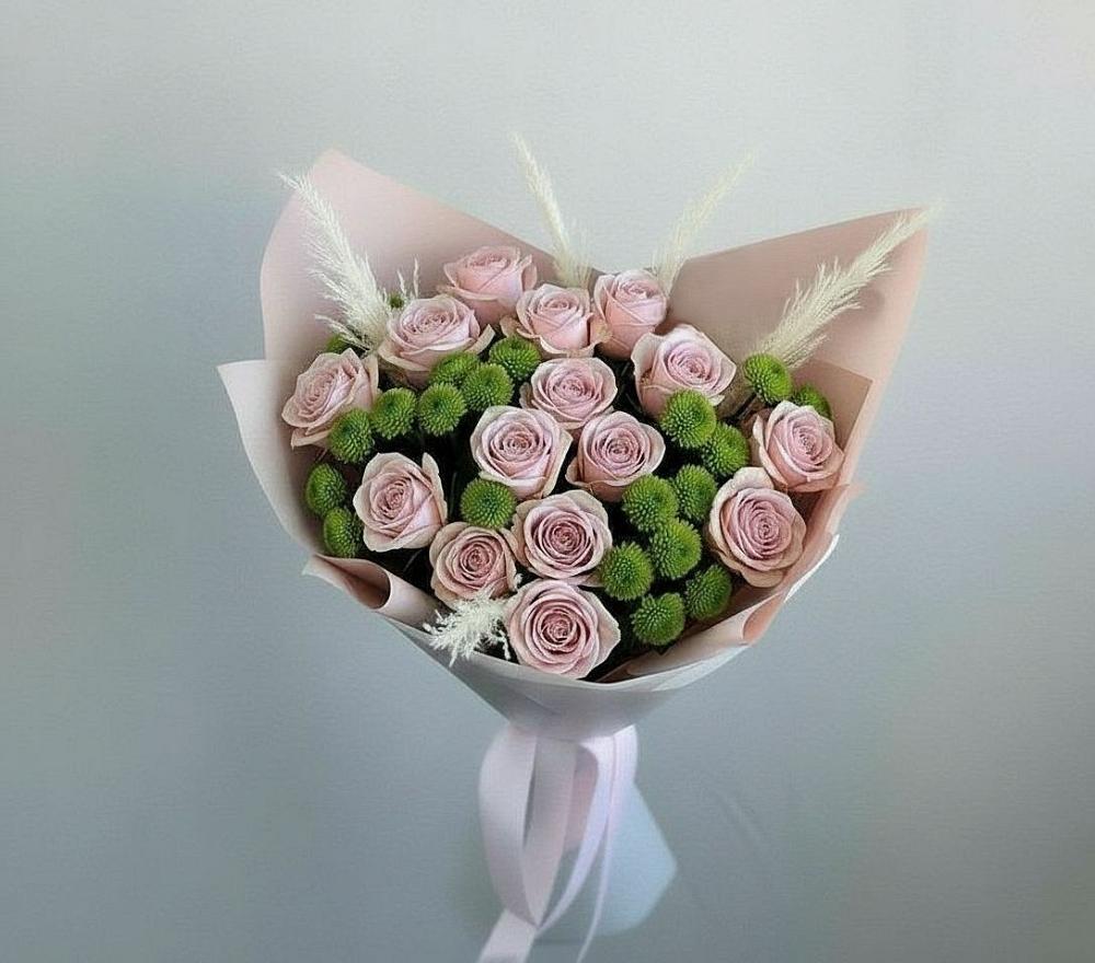 Букет цветов из: Розы и Хризантемы в Старое