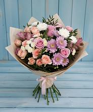 Букет цветов из:  Хризантемы, Розы и Альстромерии в Старое