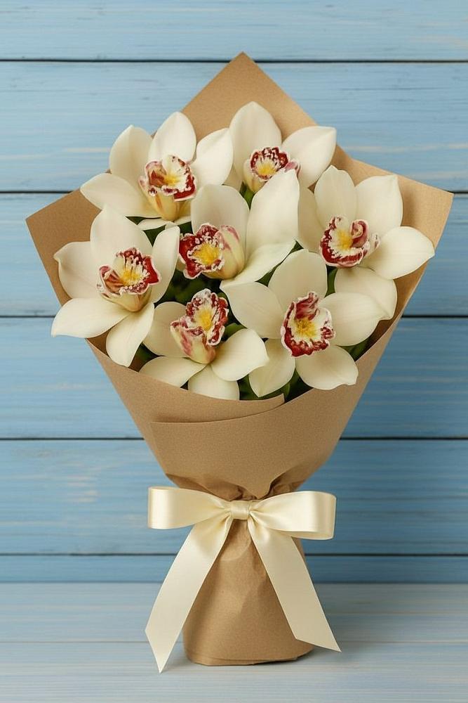 Букет цветов из: Орхидеи и Розы в Старое